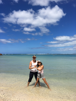 Tedd Surman and Masumi - Yoga Awareness Hawaii at Waikiki Beach