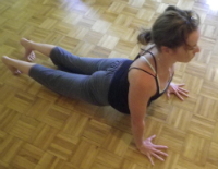 Laura Taliaferro practices urdva mukha svanasana in Maui