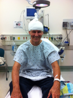 Ted Surman in ER, Maui Memorial Hospital after surfing accident