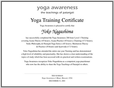 Yoga Awareness ISYA Certification