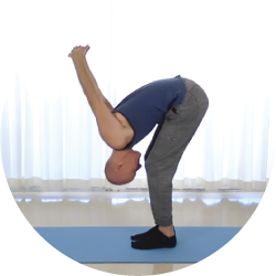 Zoom yoga with Tedd Surman demonstrating urdhva mukhasana