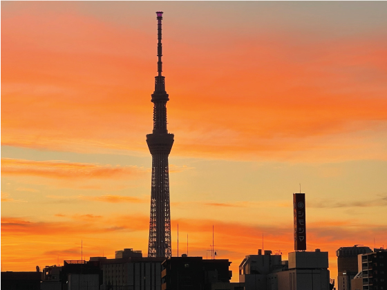 Skytree sunset in Tokyo, Japan