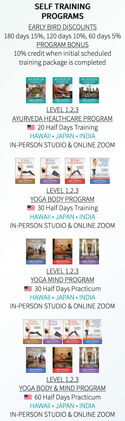 Yoga & Ayurveda Self Trainings Level 1, 2, 3