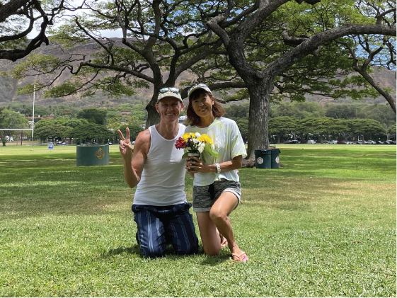 Tedd Surman and Masumi at Diamond Head, Honolulu in Hawaii