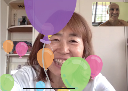 Masumi sending her birthday wishes to Tedd on Skype from Tokyo to South India